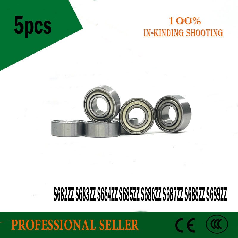 Bearing 5pcs S682ZZ S683ZZ S684ZZ S685ZZ S686ZZ S687ZZ S688ZZ S689ZZ 440 stainless steel Thin wall deep groove ball bearings
