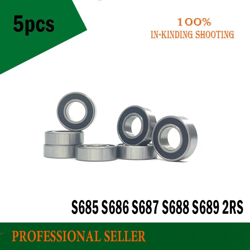 Bearing 5pcs S685 S686 S687 S688 S689 2RS 440 stainless steel The Rubber sealing cover Thin wall deep groove ball bearings