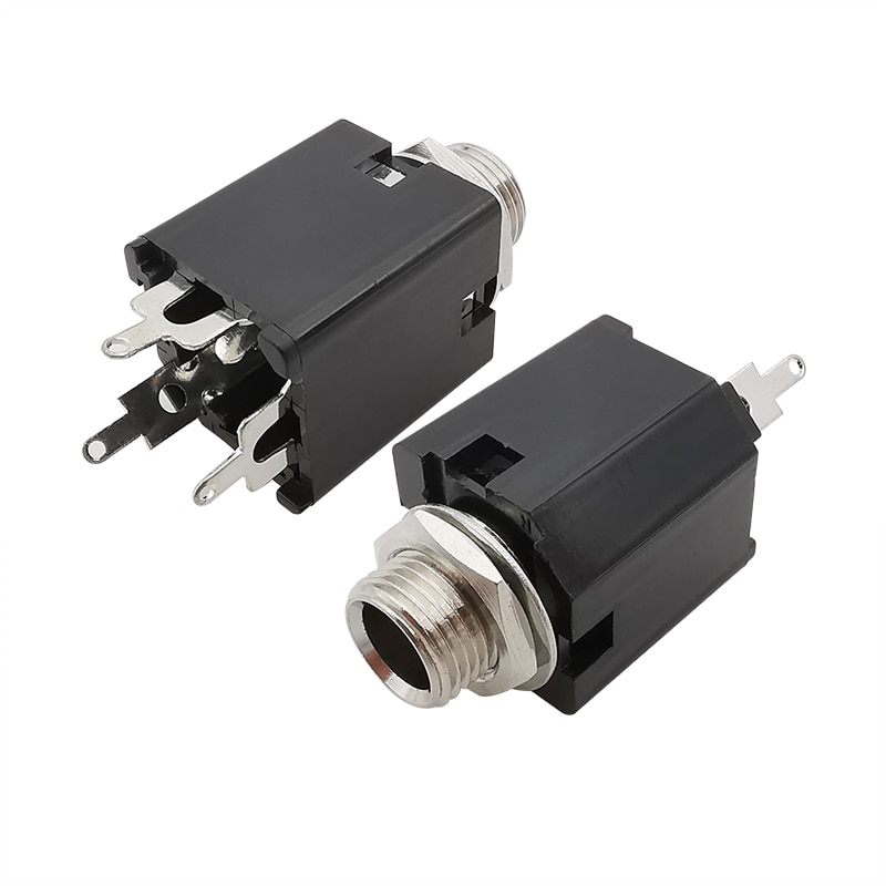 2Pcs PJ-612A 3 Pin 6.35mm 1/4 Inch Headphone Jack 6.35 mm Audio Microphone Female Socket Panel Mount Solder Conenctor with Nut