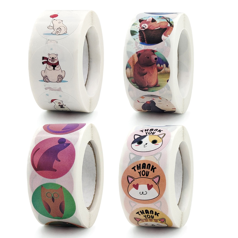UU Gift 500 Pieces of Kids Reward Stickers for Kids Classroom Teacher Cute Animals Thank You Cat Kawaii Bear Sticker