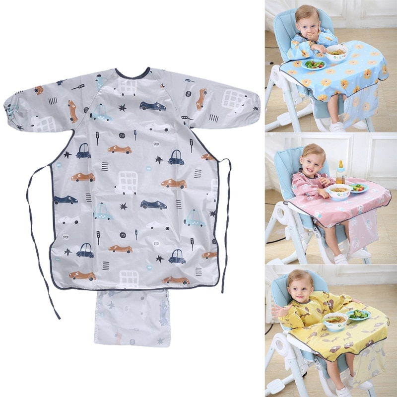 Baby Eating Artifact Bib Tray,Newborns Bib Table Cover Baby Dining Chair Gown Waterproof Saliva Towel Burp Apron Food Feeding