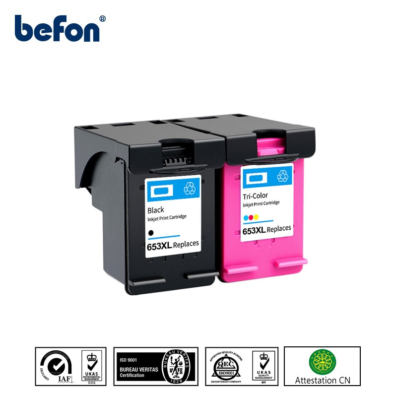 befon Remanufactured HP 653 653XL HP653 Ink Cartridge Replacement for hp Deskjet 6075 6475