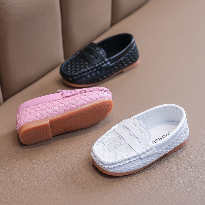 2021 Spring Korean Style Boys Versatile Moccasin Shoes PU Britain Drop Shipping Girls Solid Shallow Soft Mary Jane Shoes 21-30