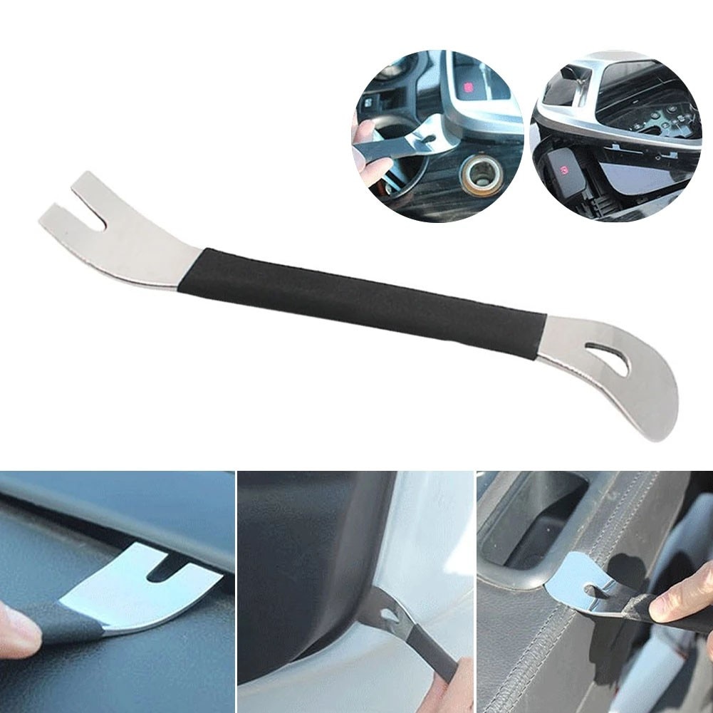 195 Mm Stainless Steel Trim Removal Tool Durable Double-end Trim Removal Horizontal Pry Tool Car Dashboard Disassembly Tool