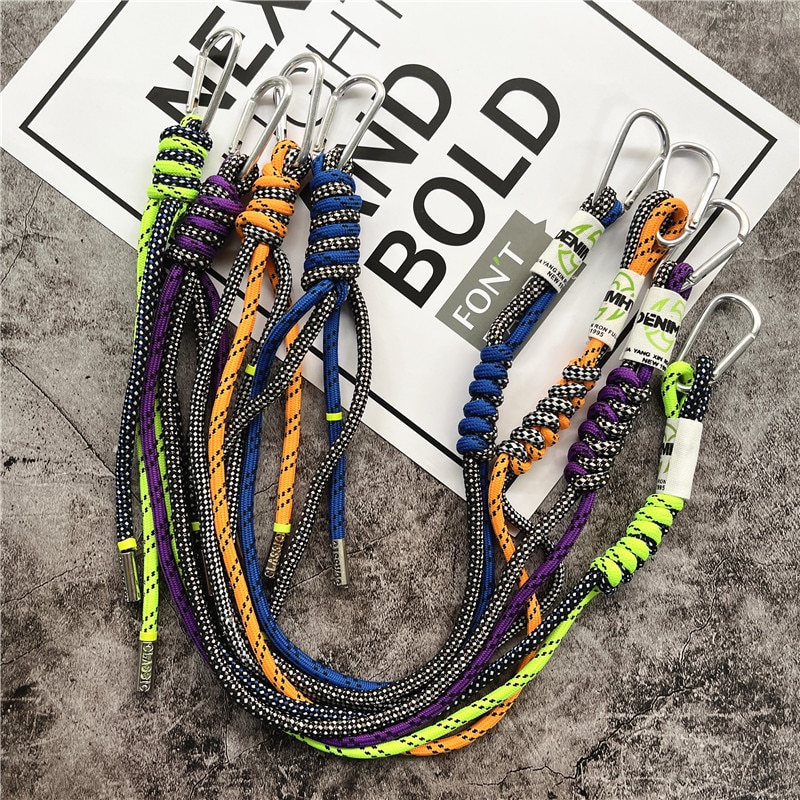Lanyard Handwoven Nylon Lanyard Aluminum Alloy Double Buckle Keychain Outdoor Landyard Clothing Decorations Pants Streamers