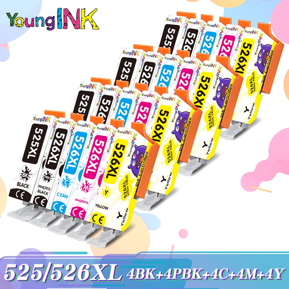 YOUGNINK PGI525 PGI 525 PGI-525XL compatible Ink Cartridges For Canon Pixma MG-5150 MG-5250 MG-5350 MG-6150 Printer