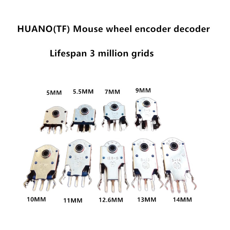 2Pcs HUANO 5/7/9/10/11/12.6/13/14MM Mouse Encoder suitable for solving the problems of various mouse wheel decoder accessories