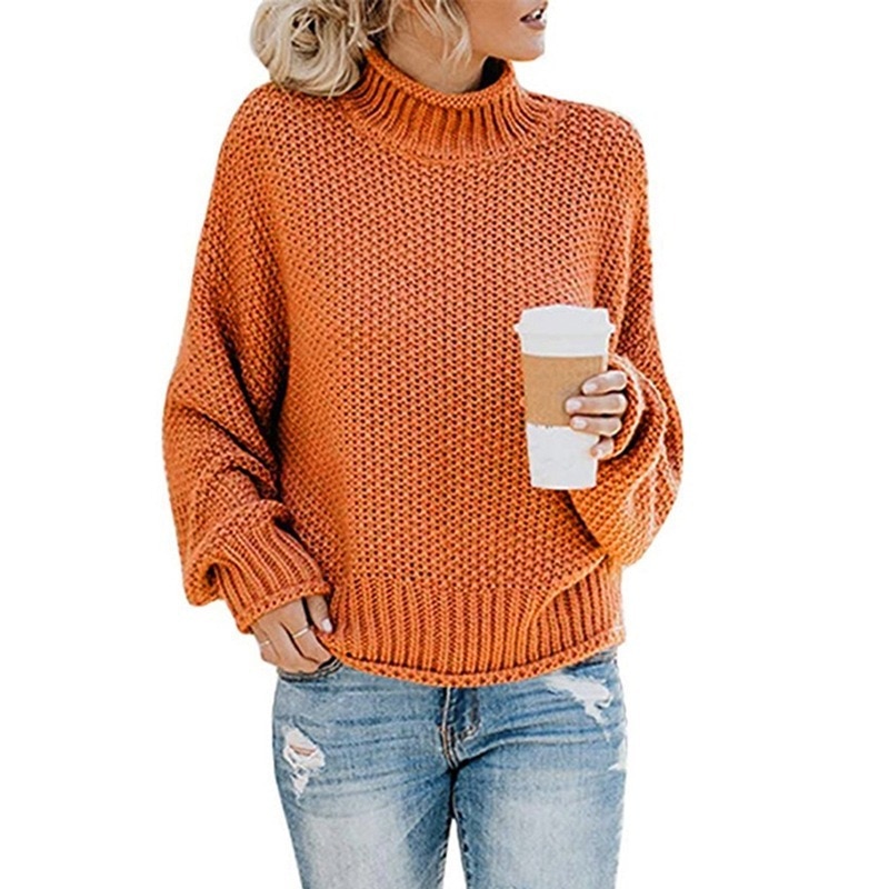 2022 Knitted Turtleneck Sweater Women's Autumn and Winter Solid Color Long-sleeved Fluffy Sweater Pullover Sweater Sweater 