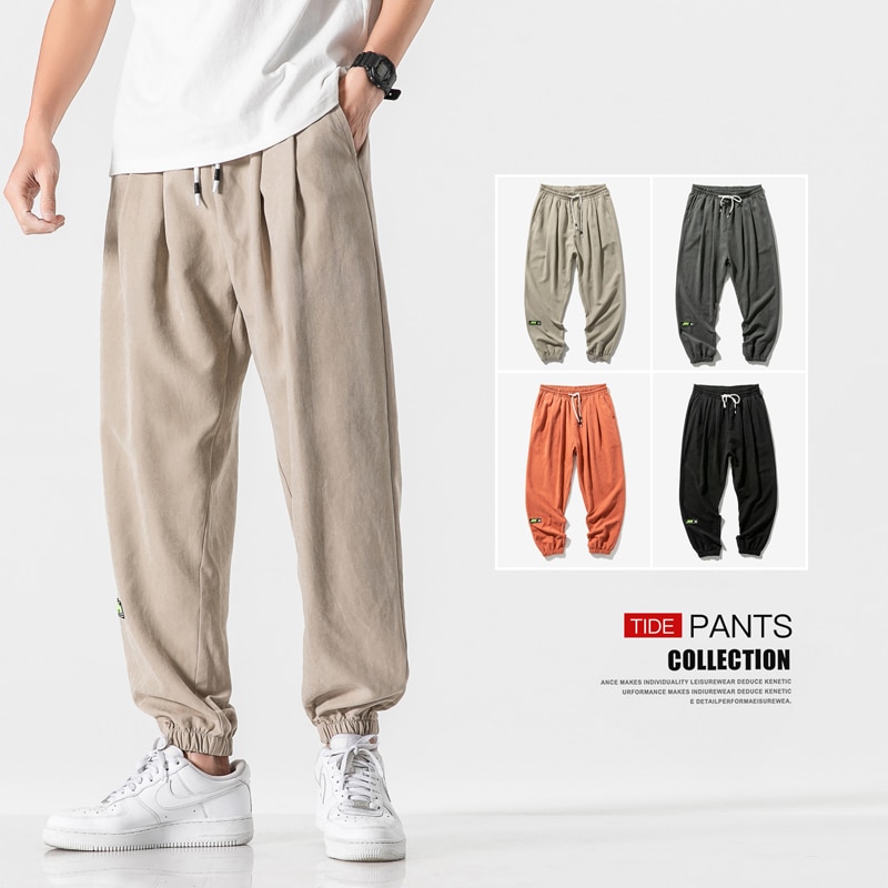 Autumn and Winter Overalls Men's New Style Plus Velvet Thickening Tide Brand Loose Feet Loose Casual Pants Trendy Pants for