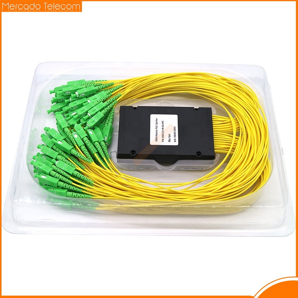 SC/APC 1x64 PLC splitter 1M 2.0MM 1*64 Planar Lightwave Circuit Splitter-Box PLC Splitter Box FTTH Fiber Optic ABS Box