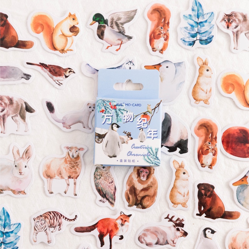 46 pcs/box Kawaii forest animals Decorative Stationery Planner mini ins Stickers Scrapbooking DIY Diary Album Stick Lable