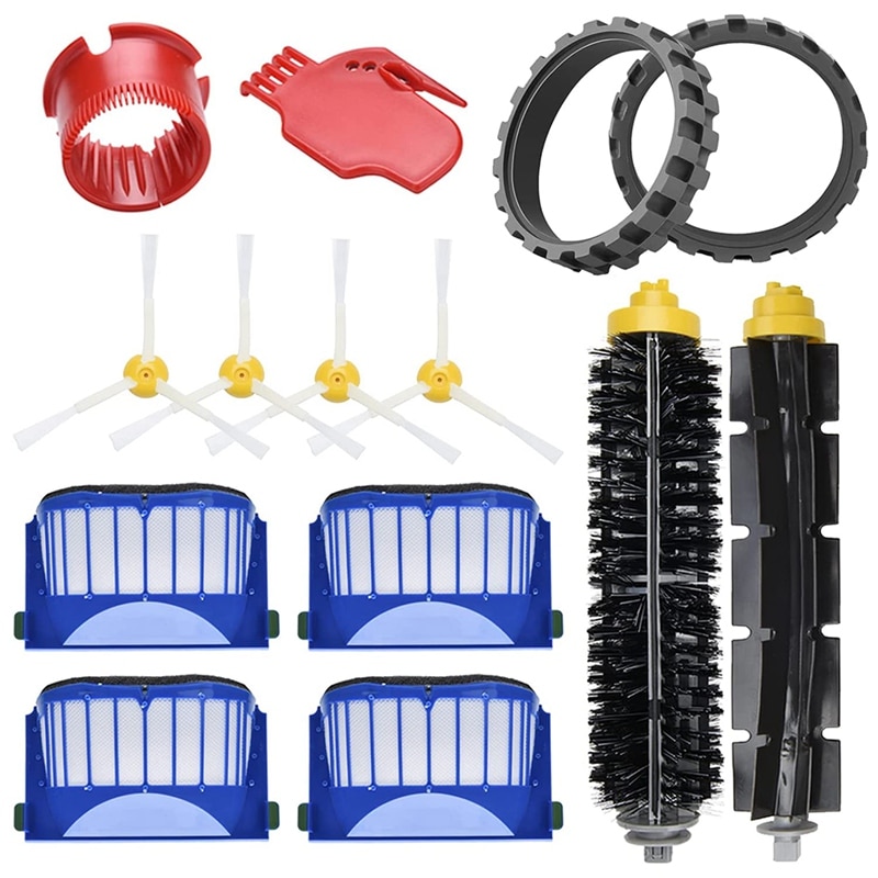 T12-Pack Replacement Parts Accessories Compatible For Irobot Roomba 675 670 665 690 692 671 Sweeping Robot Rubber Wheel Brush