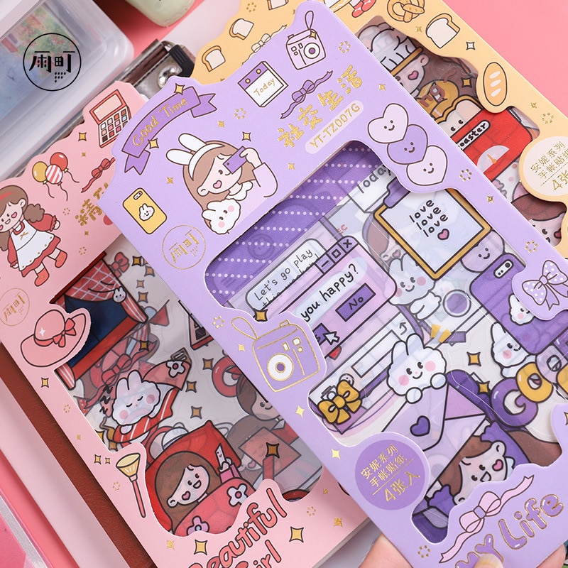 Student creative stationery stickers DIY material stickers children prizes gifts cute cartoon waterproof hand account stickers