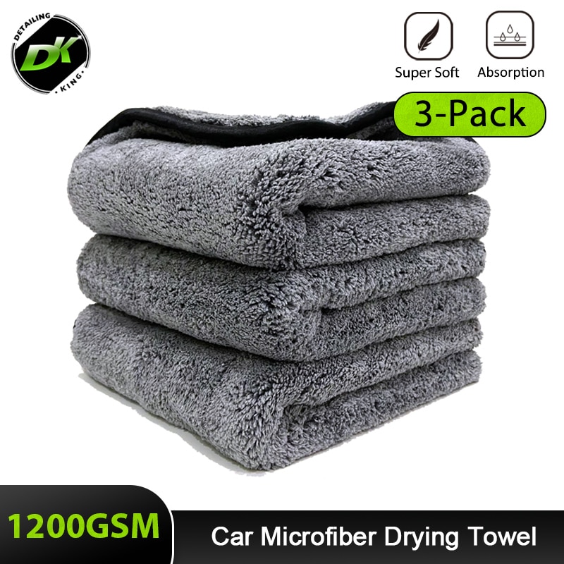 40x40cm Microfiber Car Wash Towel 1200GSM Thicken Super Soft Cleaning Drying Rag For Car Detailing (Color: Gray)）