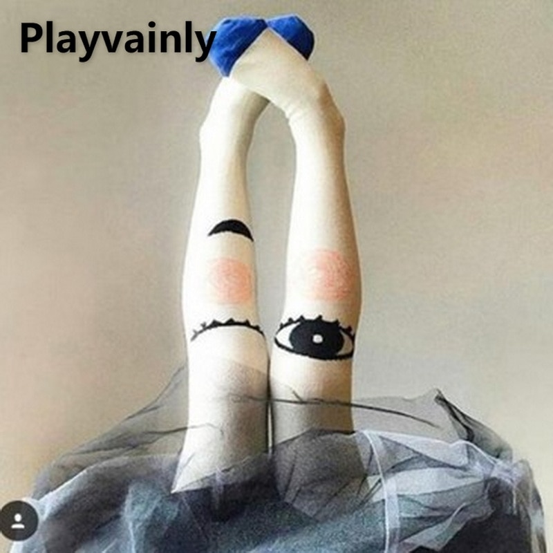 2022 New Spring Autumn Stockings Baby Girls Cartoon Big Eyes Tights Fashion Pantyhose Children Pencil Pants 1-7Year E1876