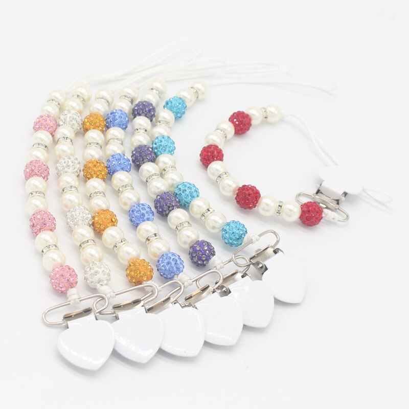 1PCS Crystal Baby Kids Plastic Beads Pacifier Holder Anti-fall Clip Nipple Teether Dummy Strap Chain Soother Chain Baby Gifts