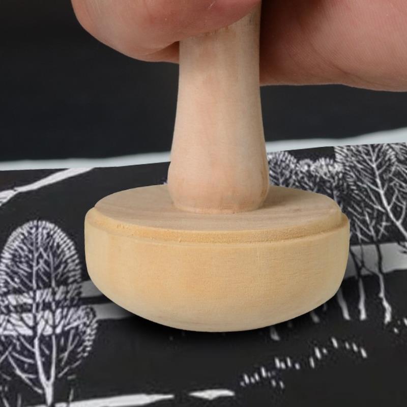 Wooden Mushroom Roller Paper Printing Ink Rubbing Use Art Craft Printmaking Tool
