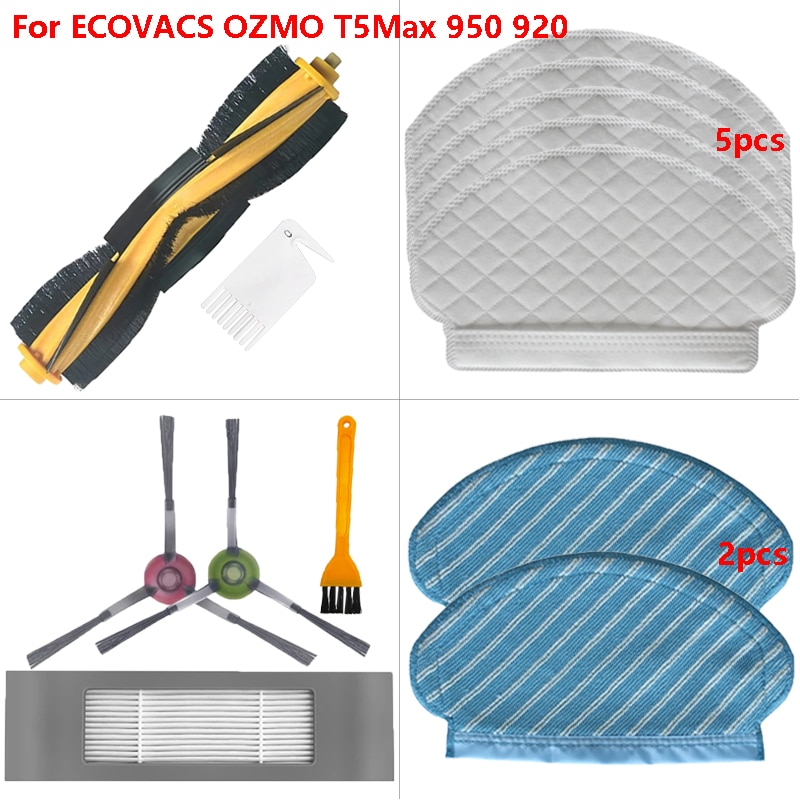 Hepa Filter Disposable Mop Cloth Accessories For ECOVACS OZMO 950 920 T5Max Vacuum Cleaner Side Brush Main Brush Replacement