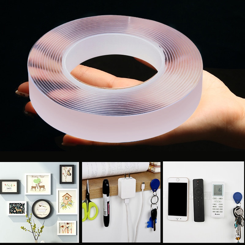 Transparent Double Sided Nano Tape 1/2/3/5M Reusable Waterproof Adhesive Tapes for Bathroom Office Kitchen Monster Tape Stickers
