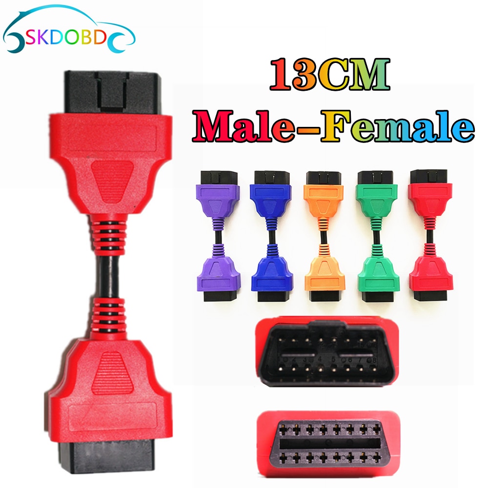 Latest 13CM Color OBD2 Extension Cable Car for Launch IDIAG/Easydiag/GOLO/Mdiag/ELM327 Extend Connector OBD Adapter
