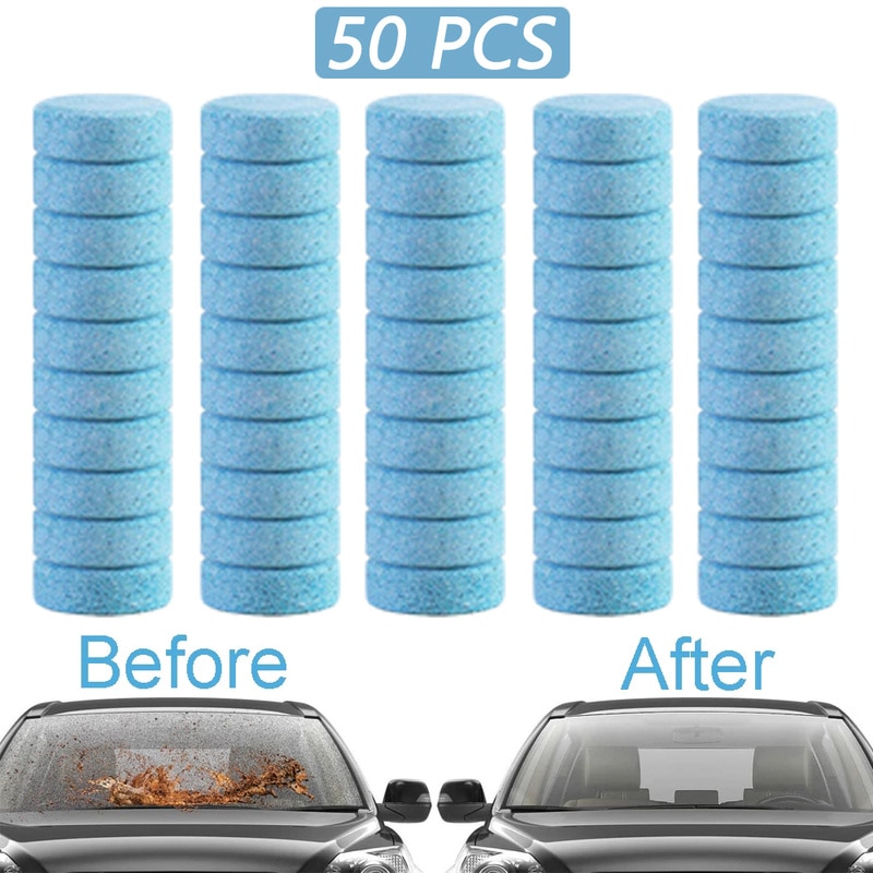 50 Pcs Car Windshield Cleaner Effervescent Tablets Windscreen Glass Wiper Cleaning Home Toilet Kitchen Washing Tablet
