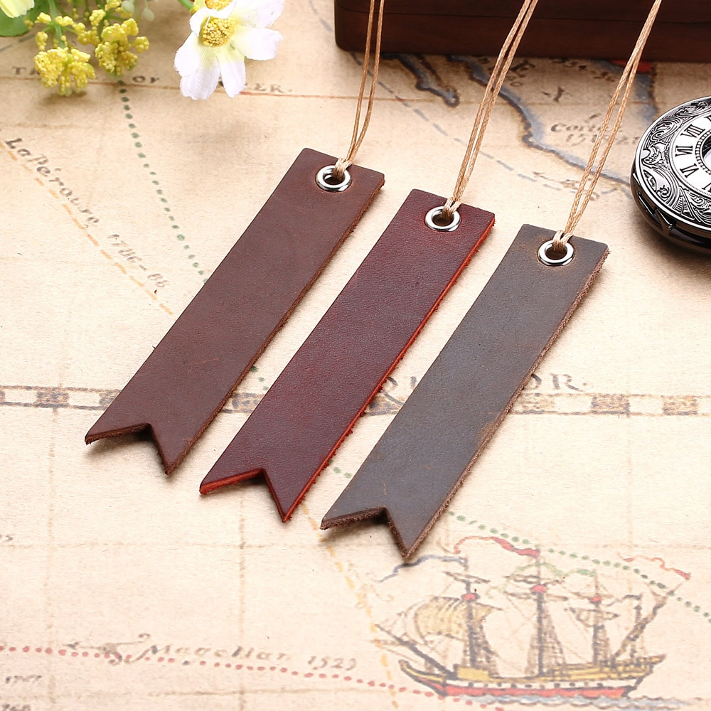 TUTU 1pcs Vintage bookmarks Leather tag Handmade personalized gifts reading bookmarks school office H0664
