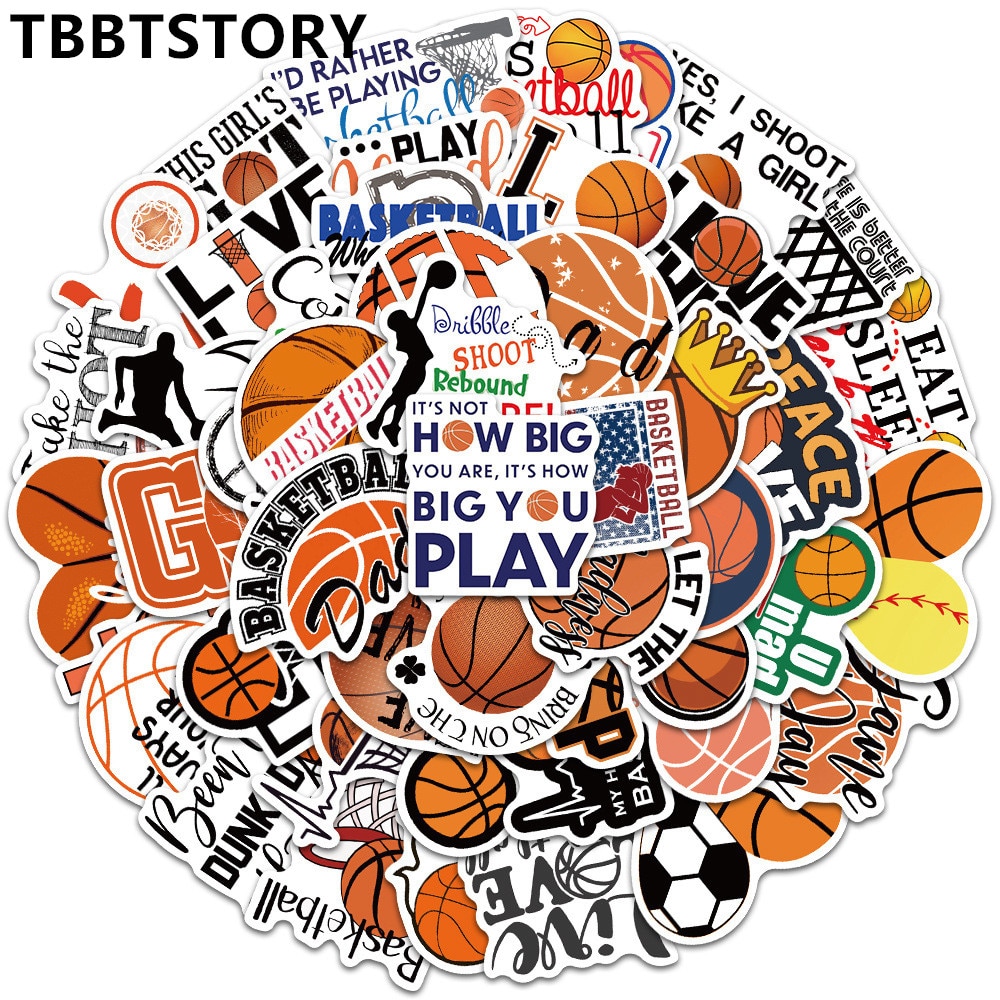 50Pcs/Pack Sport Basketball Cartoon Graffiti Stickers For Laptop Guitar Motorcycle Skateboard Luggage Waterproof Decal Kids Toys