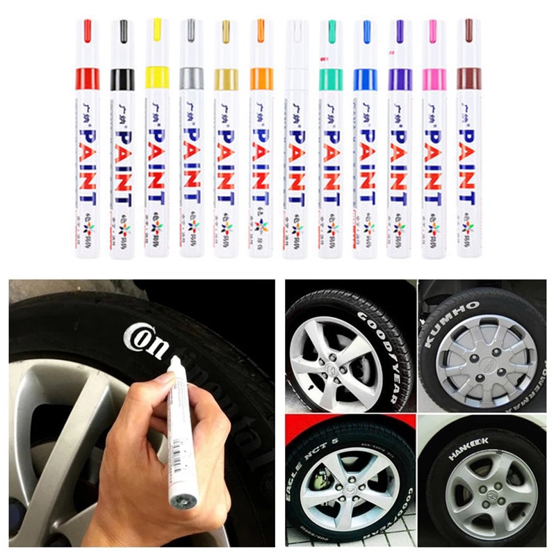 12 colors/set Metallic Paint Marker Pen Permanent Waterproof Oily Acrylic Pens for Rock Painting-Stone, Ceramic, Metal, Glass