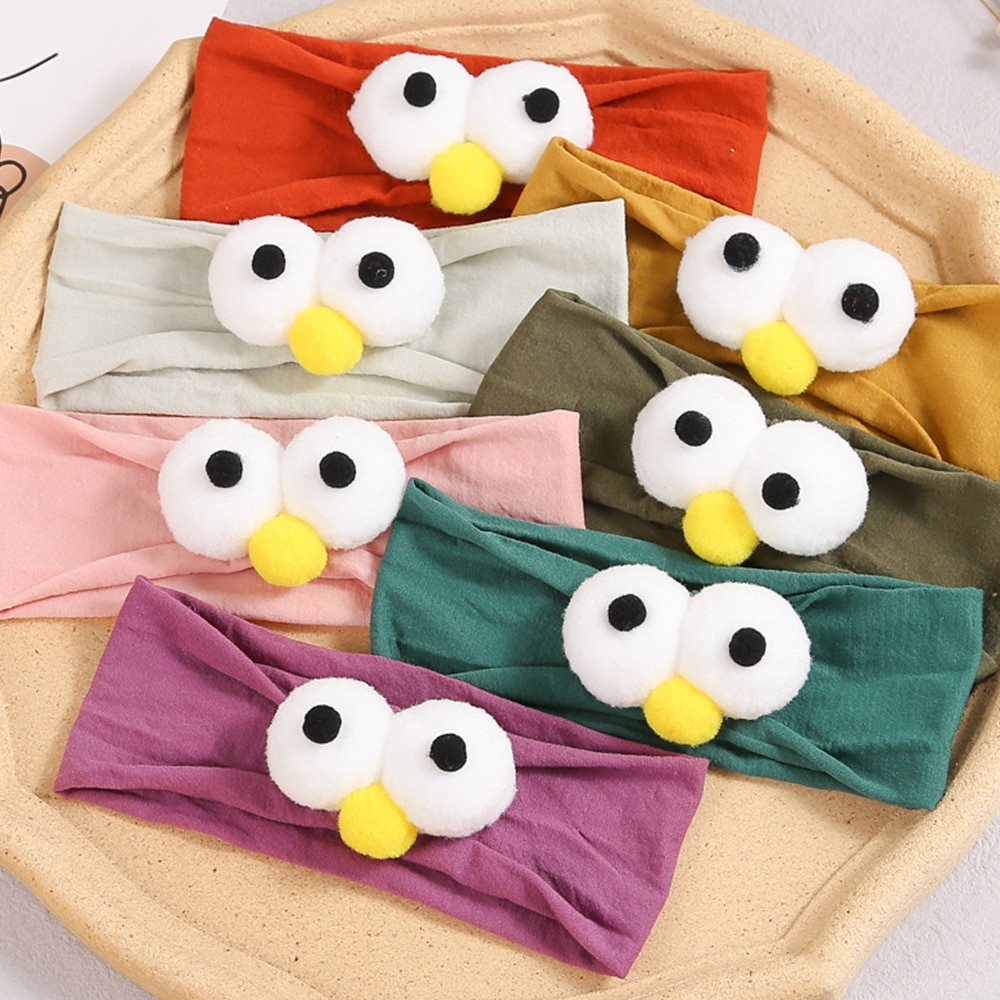 Korean Style Nylon Turban Little Bird Big Eyes Baby Headband Cartoon Headband Kids Children Elastic Cute Headbands Bandeau Bebe