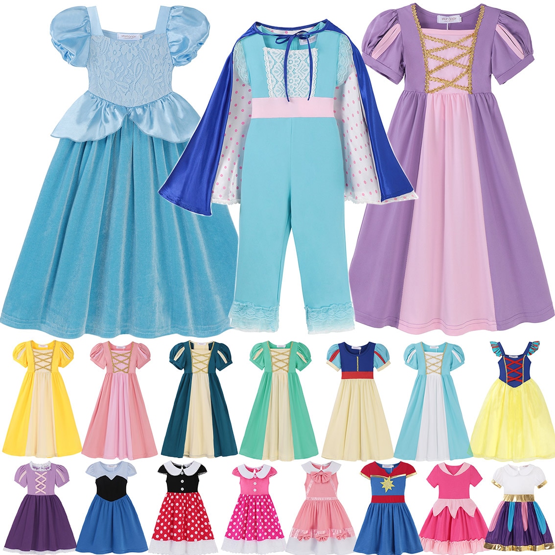 DISNEY 2022 New Hot Princess Dress for Girls Cotton Long&Short Frocks Casual Clothing Children Carnival Cosplay Cinderella G