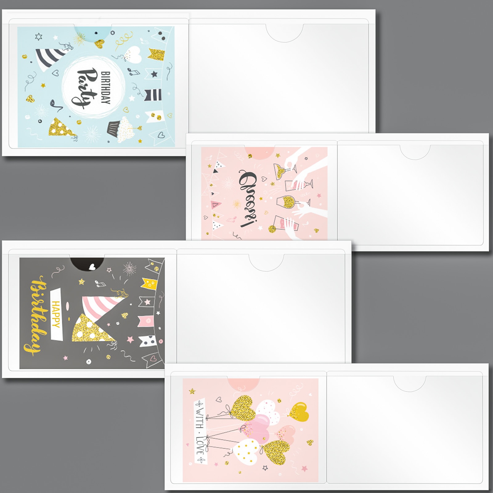 TBoxBo 8/10/12pcs Pack Self-Adhesive Index Card Holder,Pocket Sticker,Clear Plastic Libr