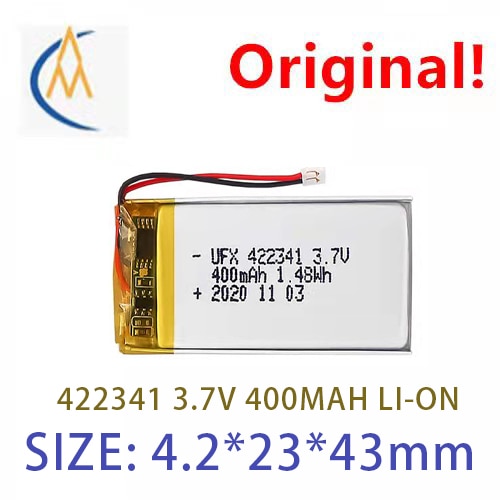 Polymer lithium battery 422341 (400mah) 3.7V small speaker LED light electric toy digital belt protection board