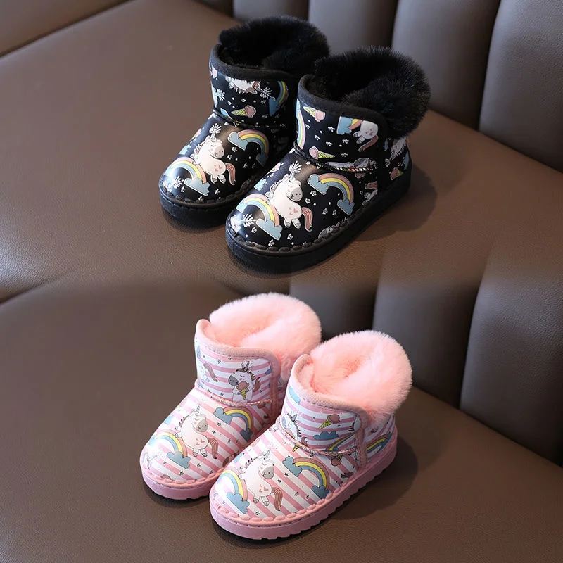 Winter Children's Soft Bottom Shoes Plus Velvet Girl Princess Baby Snow Boots Cotton Shoes Female Baby ShoesToddler Shoes