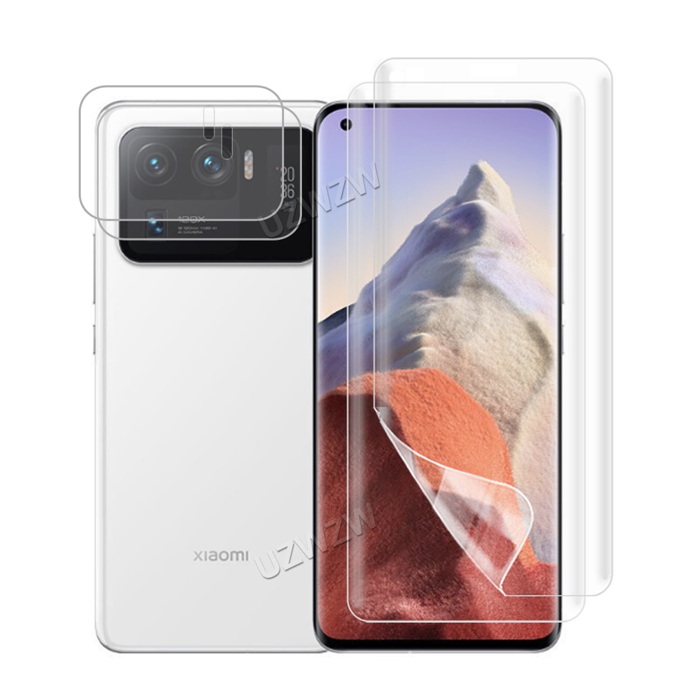 4 in 1 For Xiaomi Mi 11 Ultra Screen Protector Soft Hydrogel Film 3D Full Coverage & Camera Lens Film