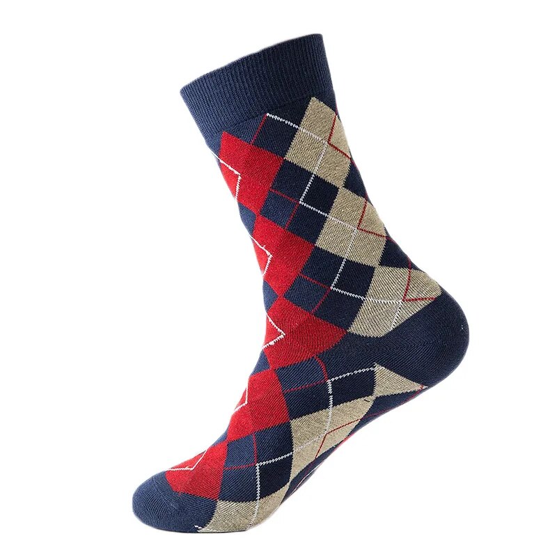Women Tube Prismatic Lattice Socks Autumn Winter College Style Girl Socks Japanese Retro Socks Cotton Sock