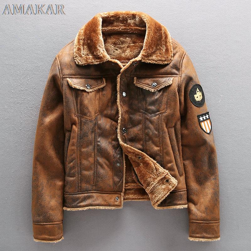 2021 Pu Jacket Men Thick Warm Military Bomber Tactical Leather Jackets Mens Outwear Fleece Fur Windbreaker Coat Male 4XL Clothes