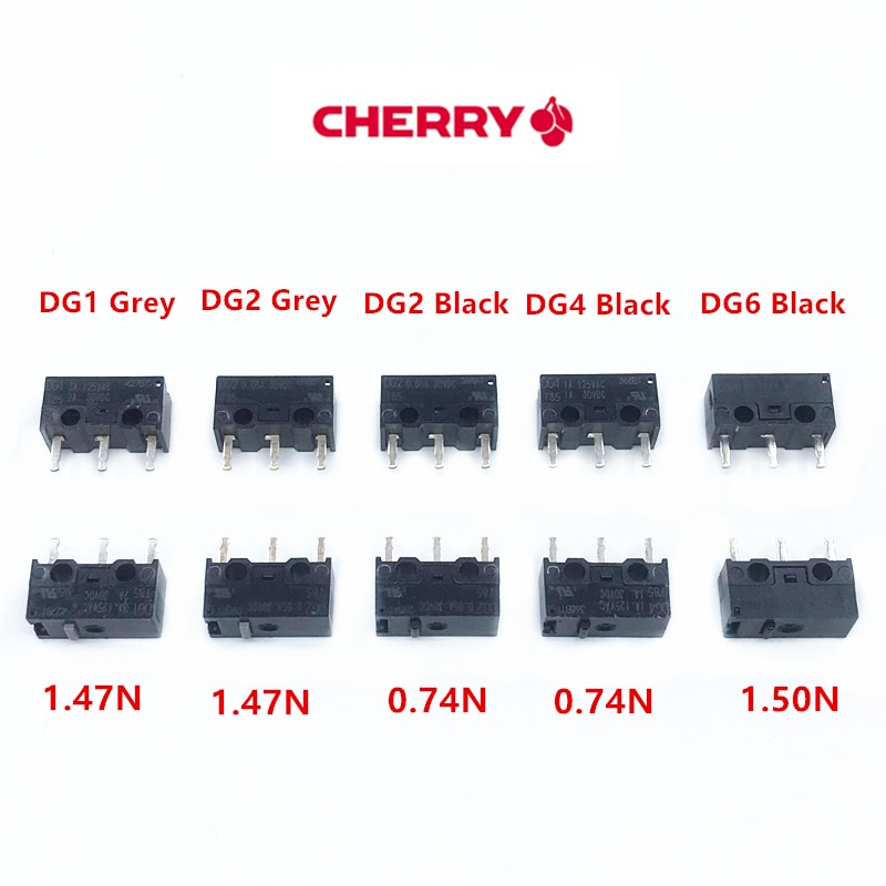 10Pcs/lot New CHERRY DG1 DG2 DG4 T85 Mouse Micro Switch Black Grey Gold alloy 0.74N 1.47N DG6 1.50N