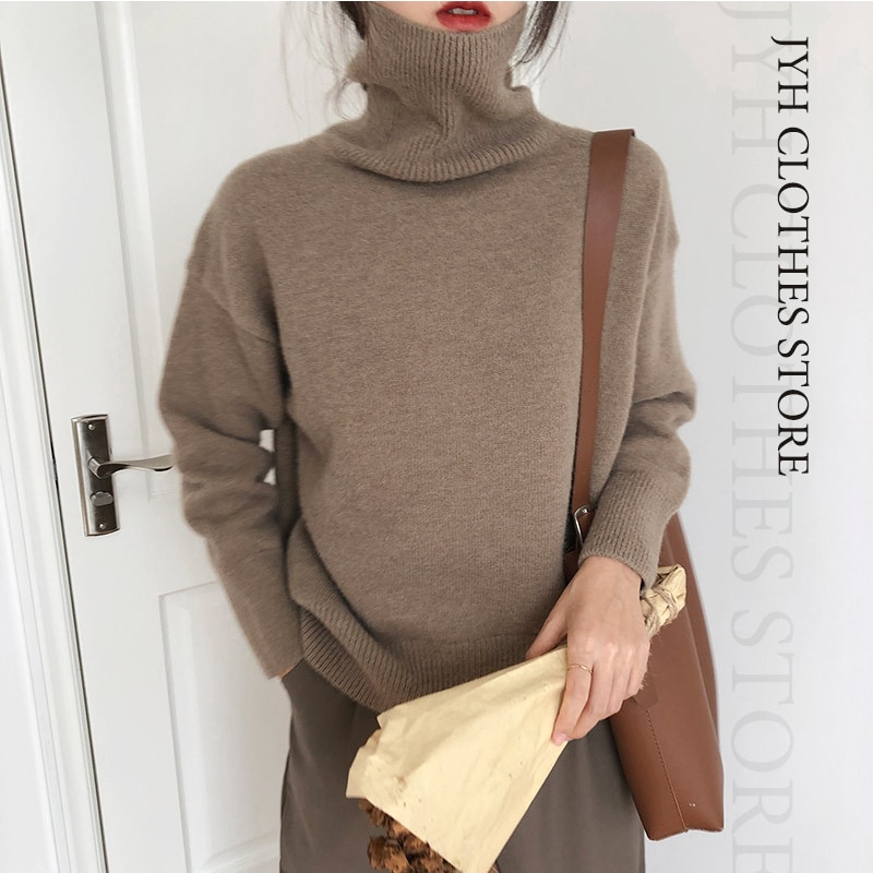 Turtle Neck Sweater Women Korean Style Loose Warm Knitted Pullover 2022 Winter Outwear Lazy Female Jumpers Knit Bottoming Shirt