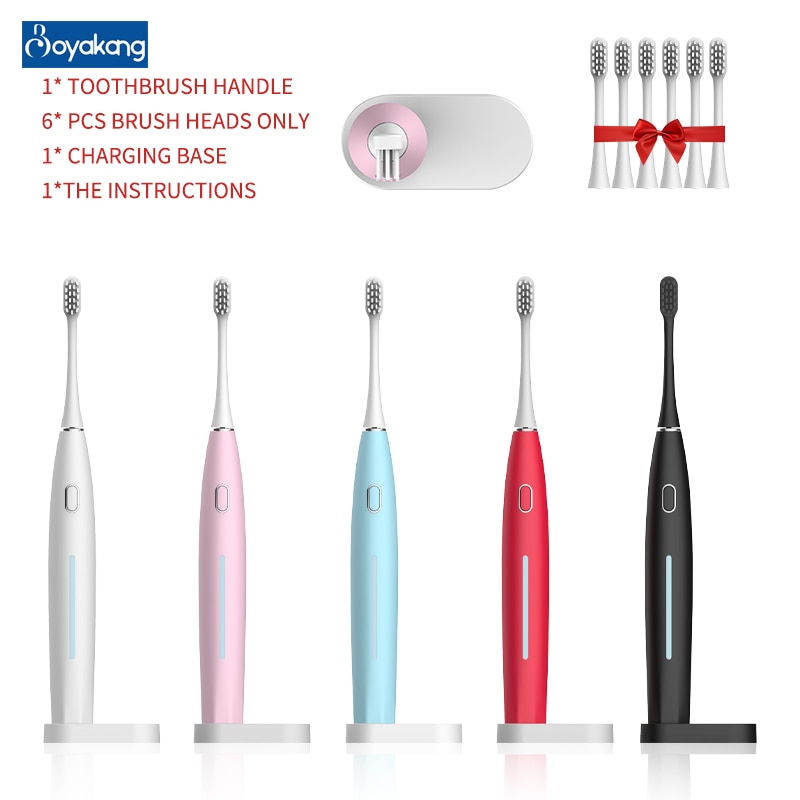 Boyakang Sonic Electric Toothbrush Rechargrable Audlt IPX7 Waterproof Dupont Smart Timing Bristles Wireless Quick Charge