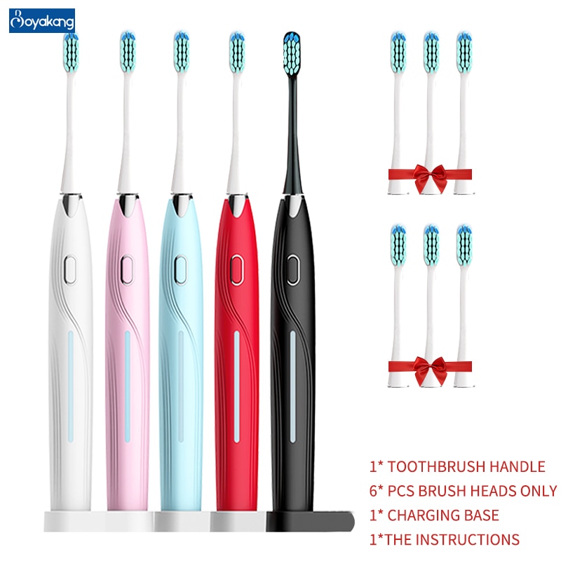 Boyakang Sonic Rechargeable Electric Toothbrush Dpont Bristles IPX7 Waterproof Smart Timing 5 Clean Modes Adult Gift