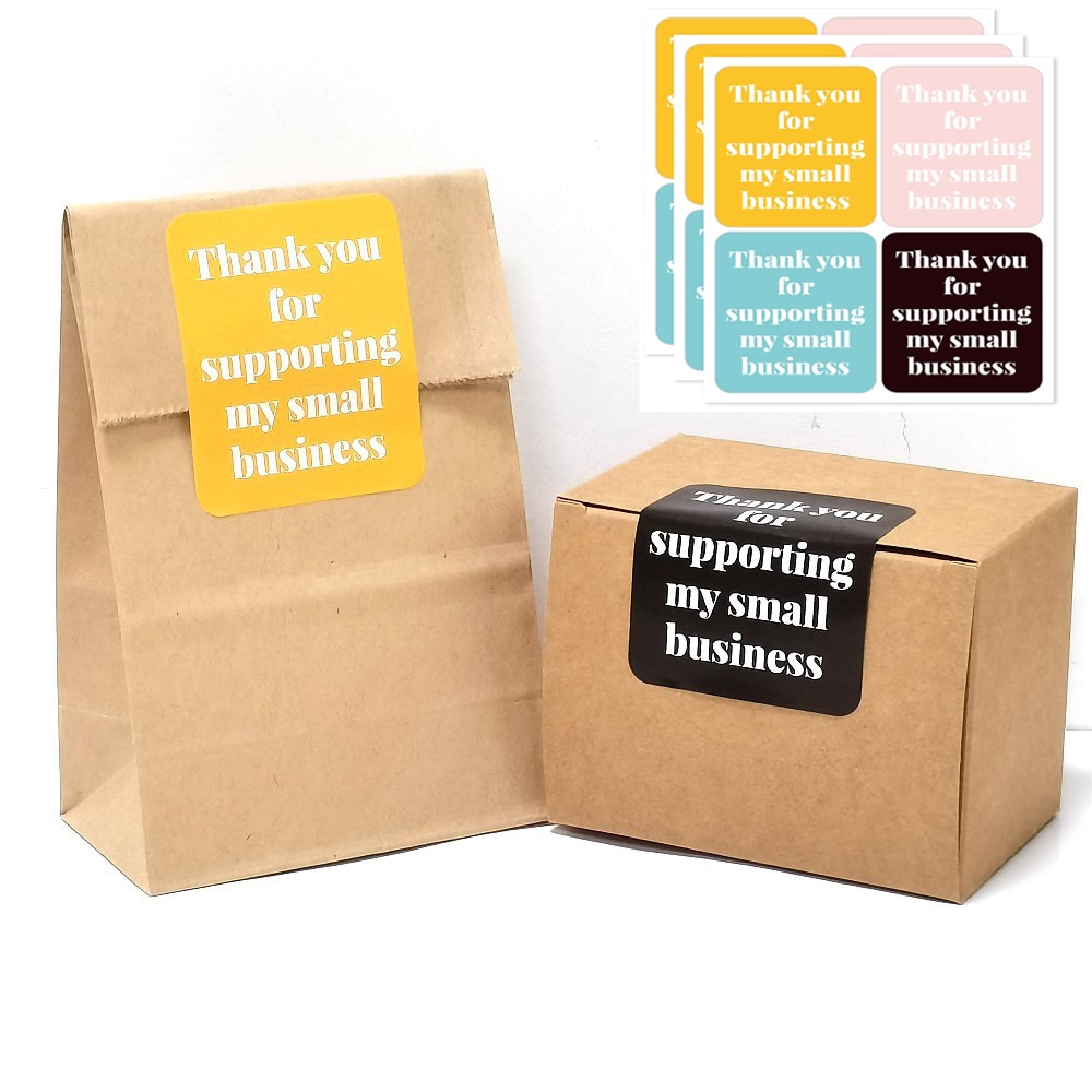 20-100pcs Pink Blue Yellow Black Thank You Stickers for Package Decor Thank You for Supporting My Small Business Stickers