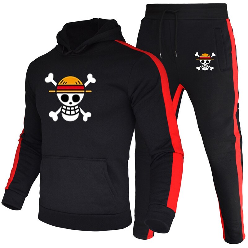 Men's one-piece sportswear long-sleeved sweater and running pants suit 2PCS