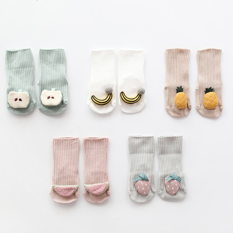 Cartoon Baby Socks for Newborn Infant Baby Socks Newborn Cute Fruit Anti-slip Rubber Cotton Floor Socks for Boys Gilrs