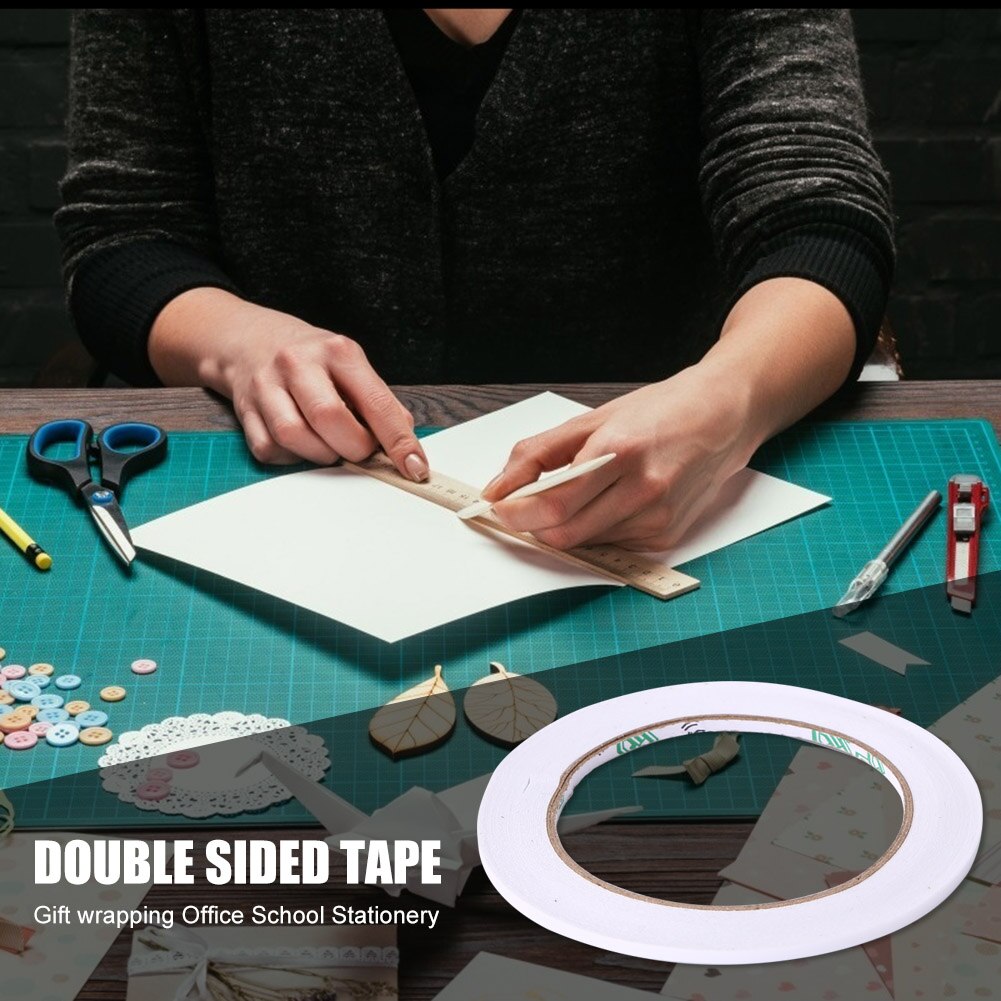 24.7m Double-Sided Adhesive Tape for Gift Wrapping Student Stationery Supplies White Ultra-thin High Self Adhesive