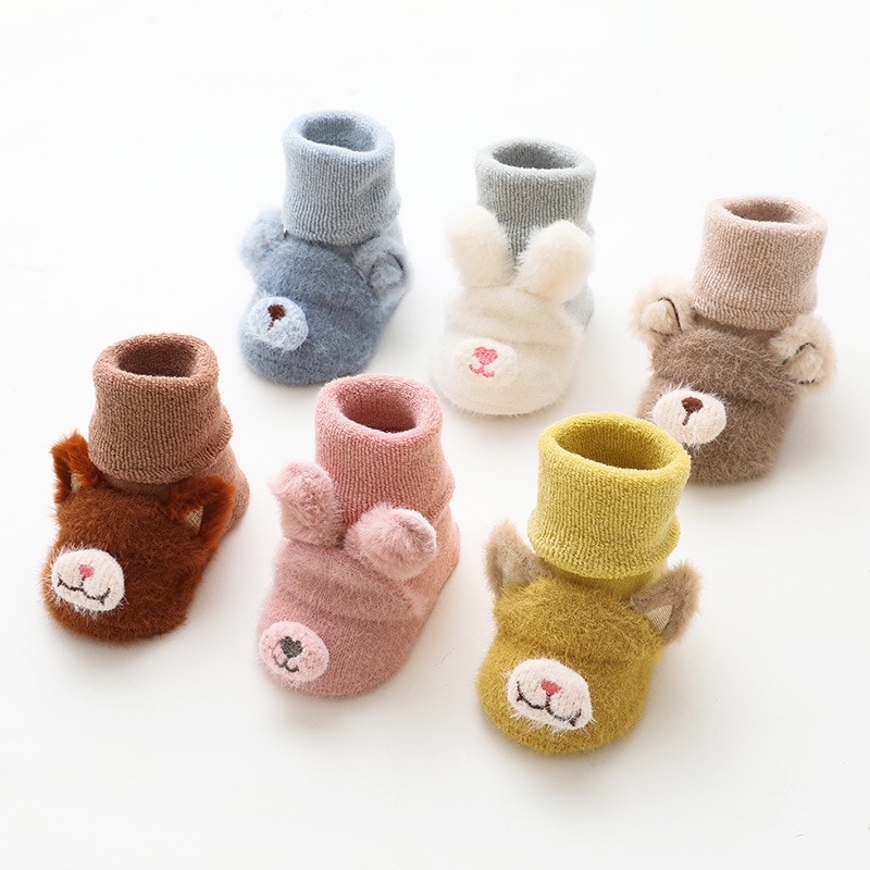 Winter Thick Plush Baby Floor Socks Cartoon Anti-slip Socks for Infant Baby Girls Boys Children Toddler Socks Newborn Warm Socks