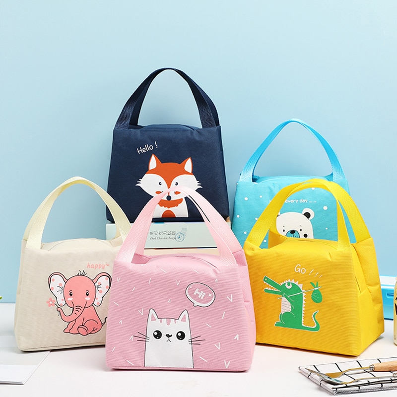 Cartoon Bear Insulated Lunch Bag For Kids Picnic Travel Waterproof Breakfast Food Storage Container Ice Pack Cooler Bag