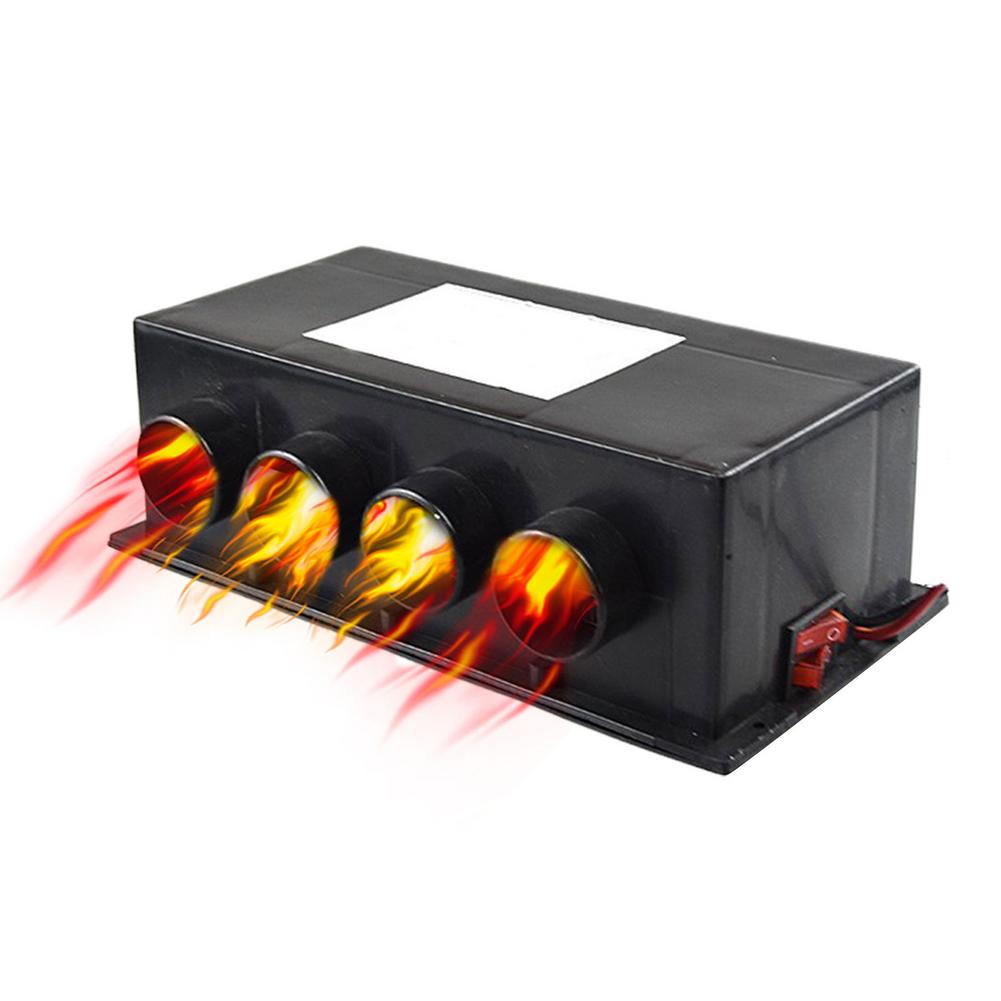 Car Heater 24V 600W Four-Hole Car Warm Fan Glass Defroster And Demister Portable Auto Car Van Heater Black