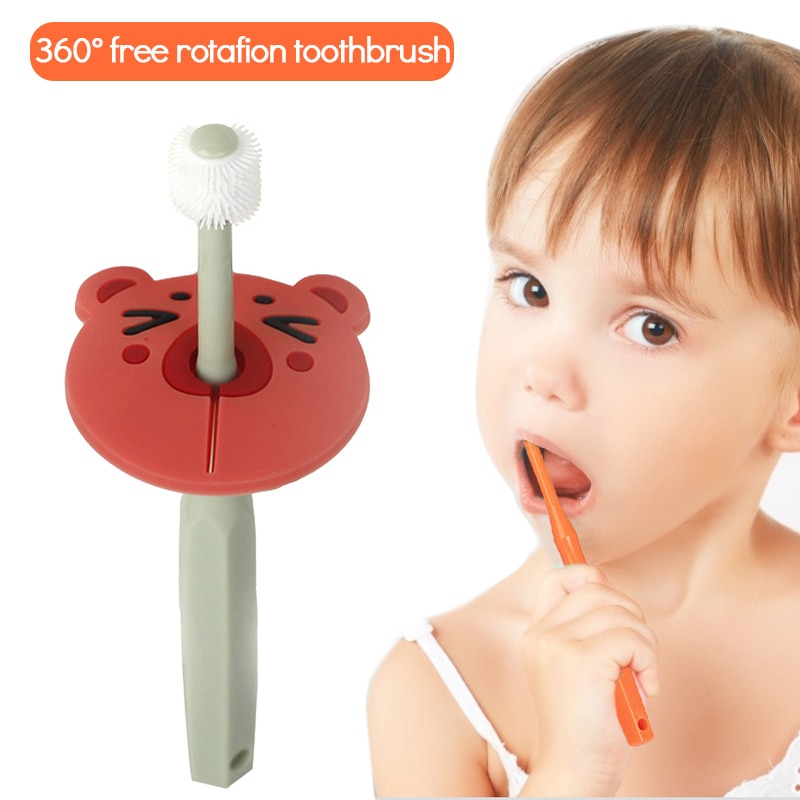 360 Degree Silicone Toothbrush For Children 1-3 Years Old Independent Anti Stuck Throat Baby Deciduous Teeth Training Toothbrush