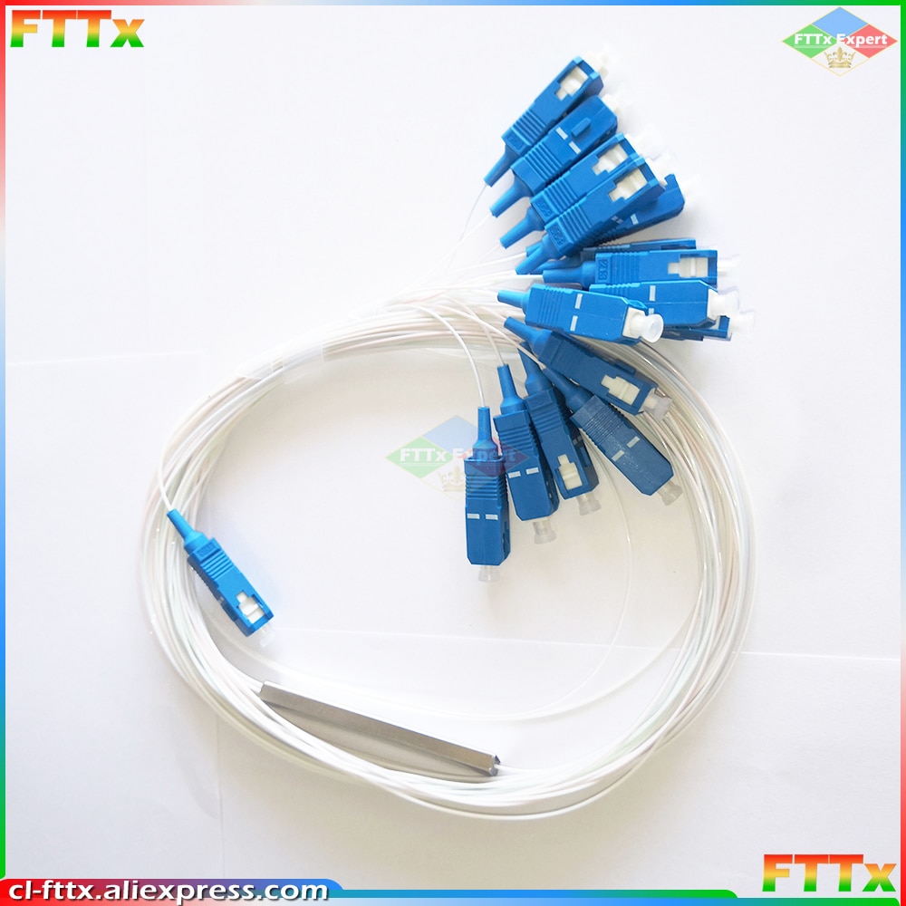 Free Shipping 10pcs/lot PLC Splitter 1x16 0.9mm Steel Tube Fiber Optic Mini Blockless 1*16 SC/UPC Connector Fiber Splitter