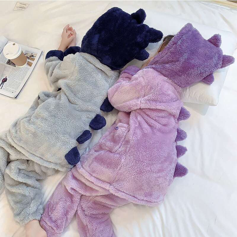 Kids Children Dinosaur Pajamas Winter Flannel Warm Sleepwear Boys Girls Pyjamas Sets Baby Pajamas Children Nightwear 2-13Y
